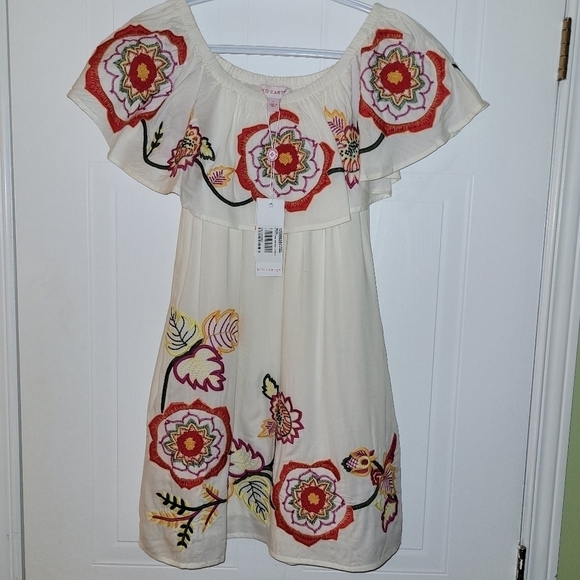 Red Carter NWT ADELAIDE FLORAL EMBROIDERED OFF THE SHOULDER MINI SUNDRESS Size S - Picture 3 of 15